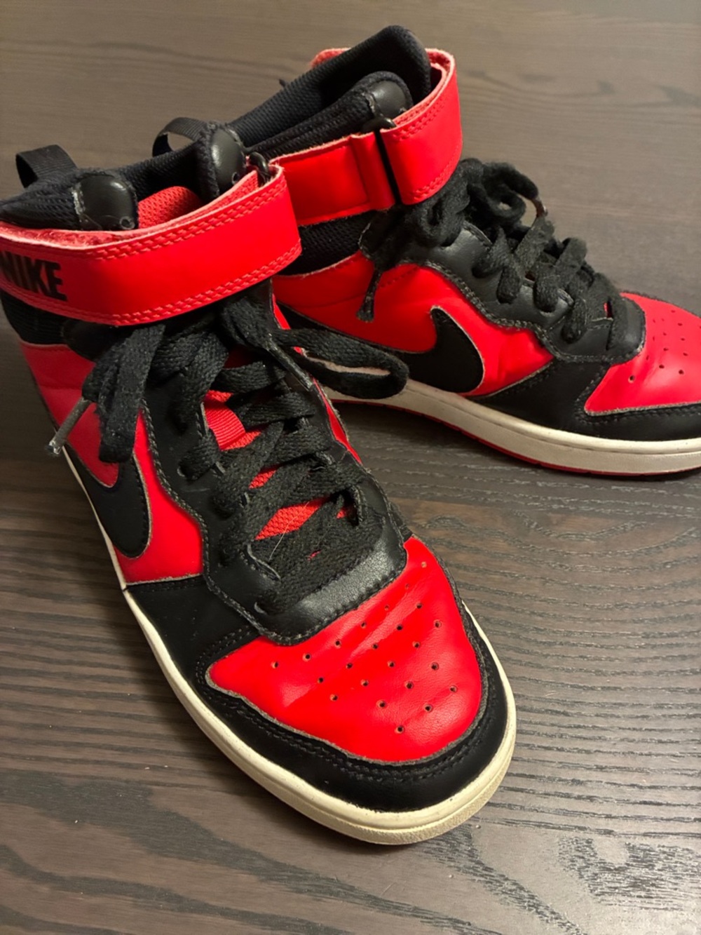 Nike Kids Red and Black High-Top Sneakers